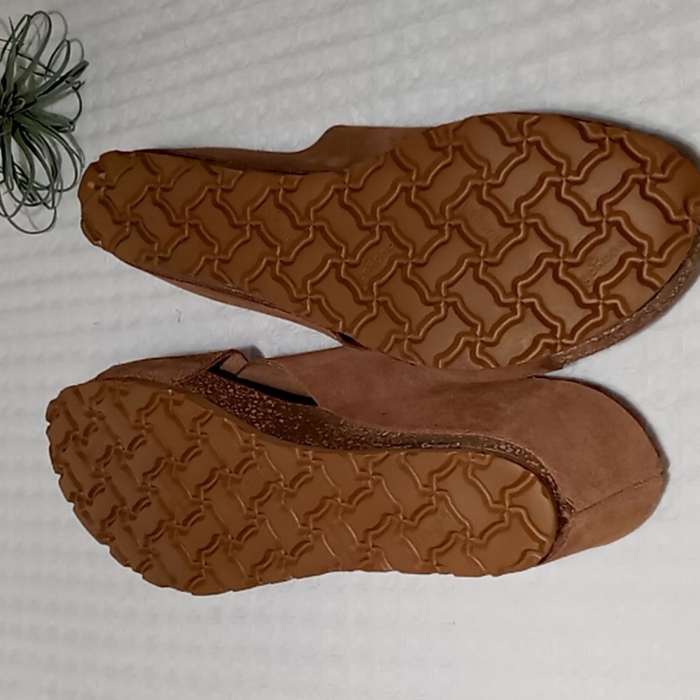 Yokono Tan Suede Cross Band Cork Wedge Mule Size 9 - Picture 9 of 13